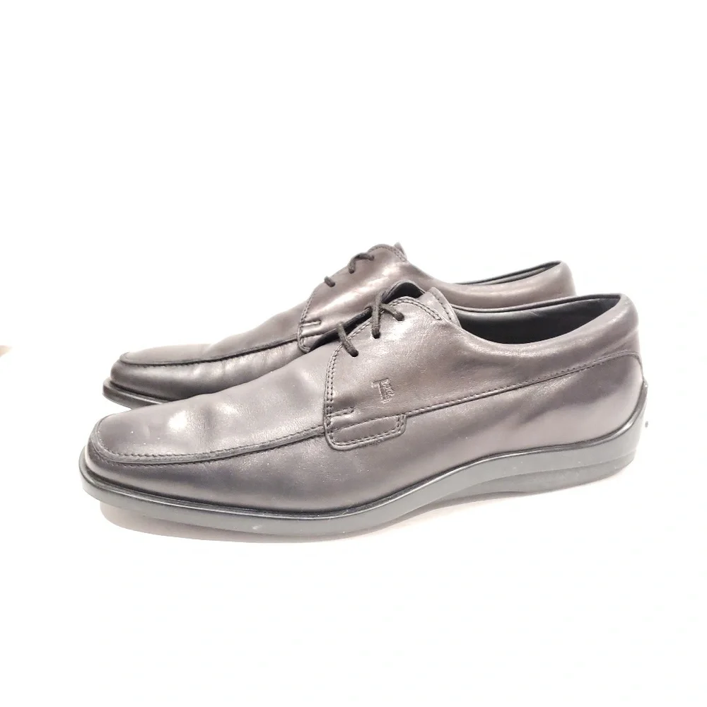 Tod's Men's Dress Shoes size 7.5 black leather mens lace up dress shoes italy